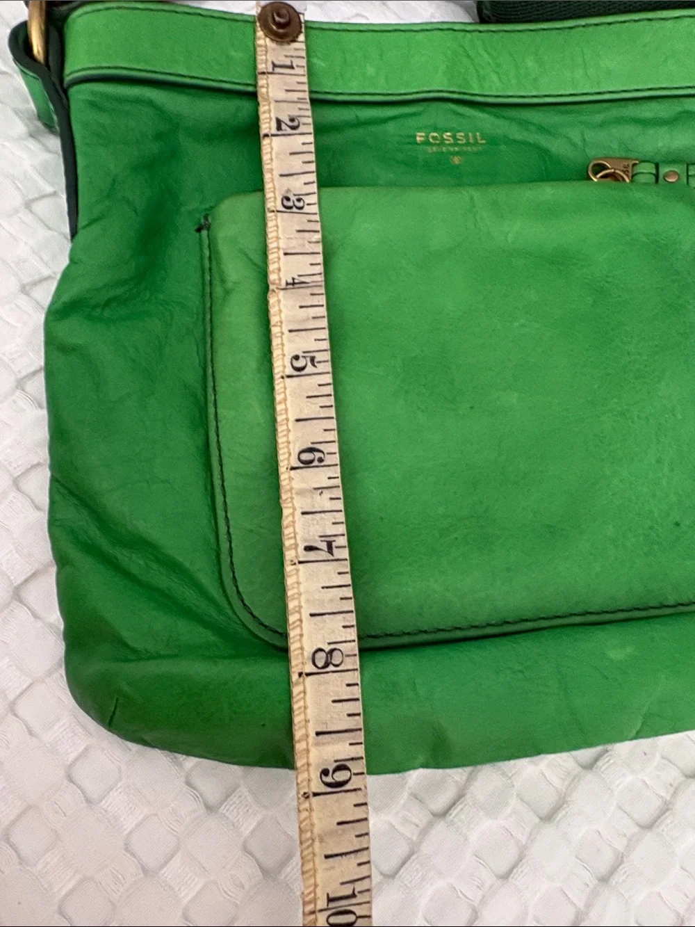 Fossil Green Leather Crossbody Bag